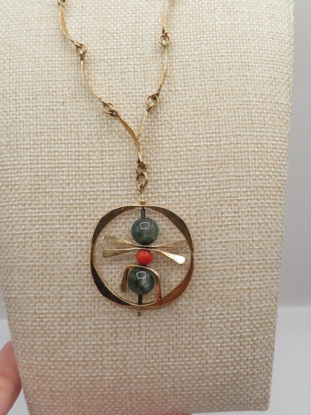 Artisan Glass Stone Gold Filled Necklace